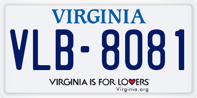 VA license plate VLB8081