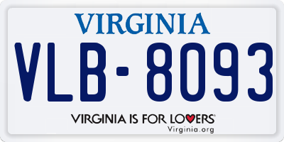 VA license plate VLB8093