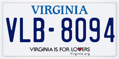 VA license plate VLB8094