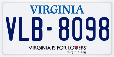 VA license plate VLB8098