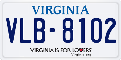 VA license plate VLB8102