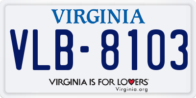 VA license plate VLB8103