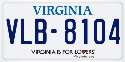 VA license plate VLB8104
