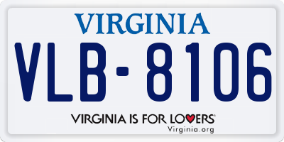 VA license plate VLB8106