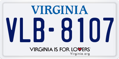 VA license plate VLB8107
