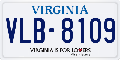 VA license plate VLB8109
