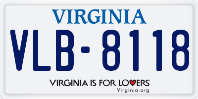 VA license plate VLB8118