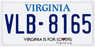 VA license plate VLB8165