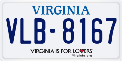 VA license plate VLB8167
