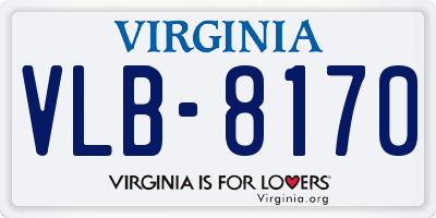 VA license plate VLB8170