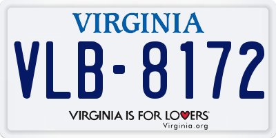 VA license plate VLB8172