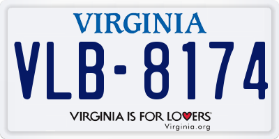 VA license plate VLB8174