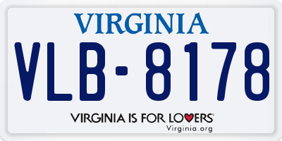 VA license plate VLB8178