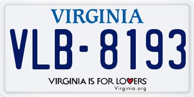 VA license plate VLB8193