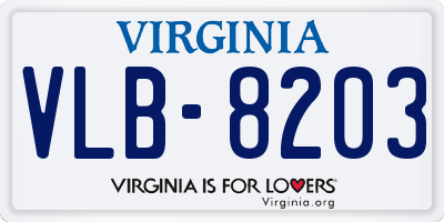 VA license plate VLB8203