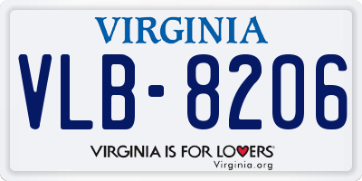 VA license plate VLB8206