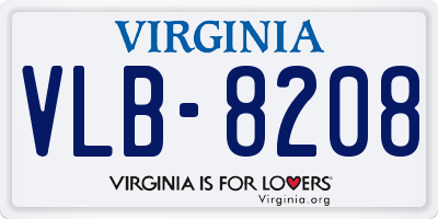 VA license plate VLB8208
