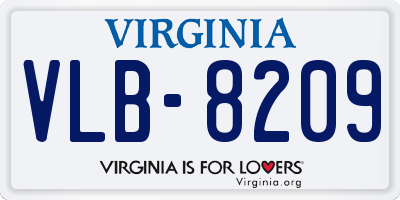 VA license plate VLB8209