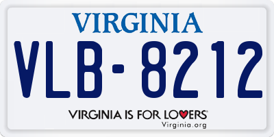 VA license plate VLB8212