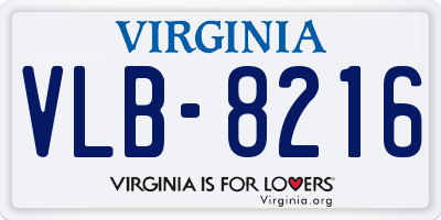 VA license plate VLB8216