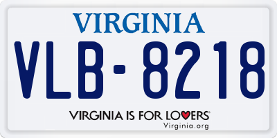 VA license plate VLB8218