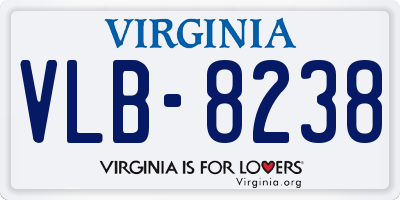 VA license plate VLB8238