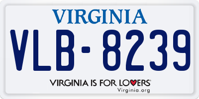 VA license plate VLB8239