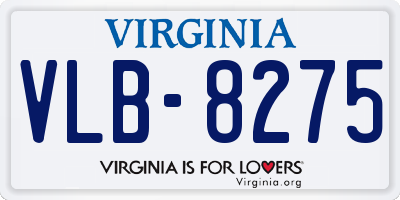 VA license plate VLB8275