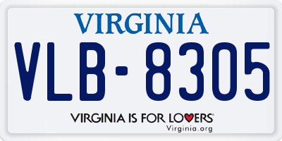 VA license plate VLB8305