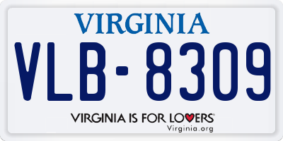 VA license plate VLB8309