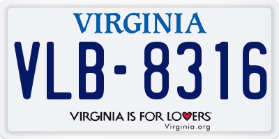 VA license plate VLB8316