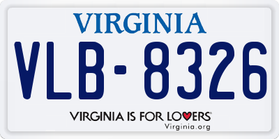 VA license plate VLB8326