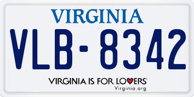 VA license plate VLB8342