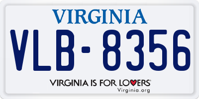 VA license plate VLB8356