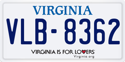 VA license plate VLB8362