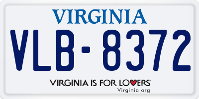 VA license plate VLB8372
