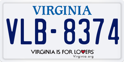 VA license plate VLB8374