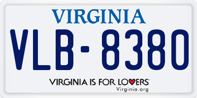 VA license plate VLB8380
