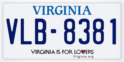 VA license plate VLB8381