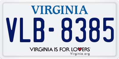 VA license plate VLB8385