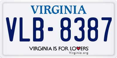 VA license plate VLB8387