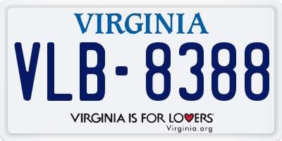 VA license plate VLB8388