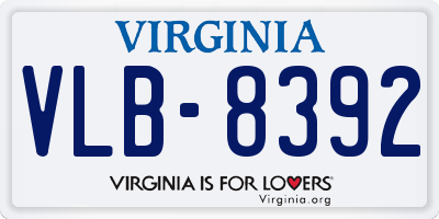 VA license plate VLB8392