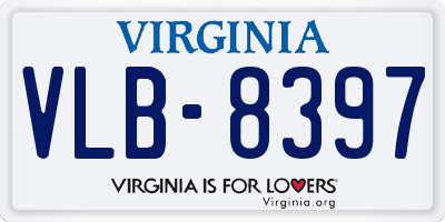 VA license plate VLB8397