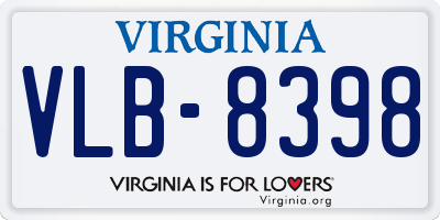 VA license plate VLB8398