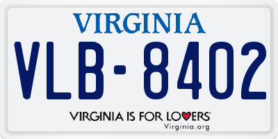 VA license plate VLB8402