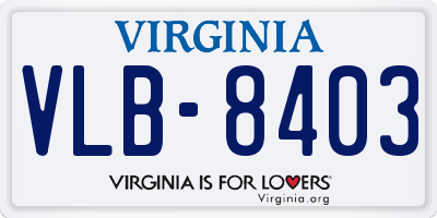VA license plate VLB8403