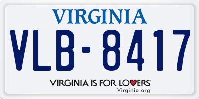 VA license plate VLB8417
