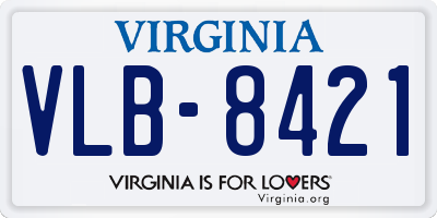 VA license plate VLB8421