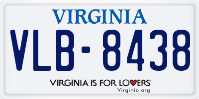 VA license plate VLB8438